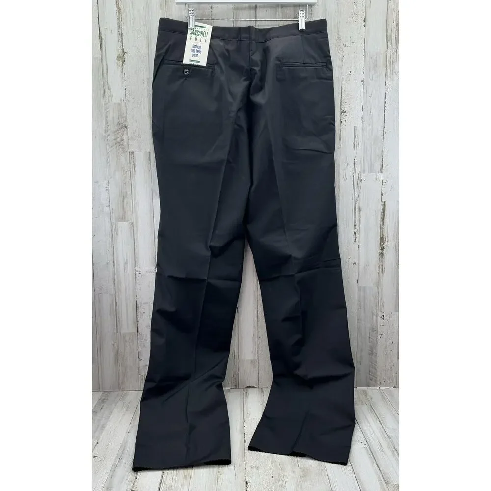 Vintage 70s Sansabelt Golf Pants Mens 38x36 Black Polyester Cotton Unhemmed NOS